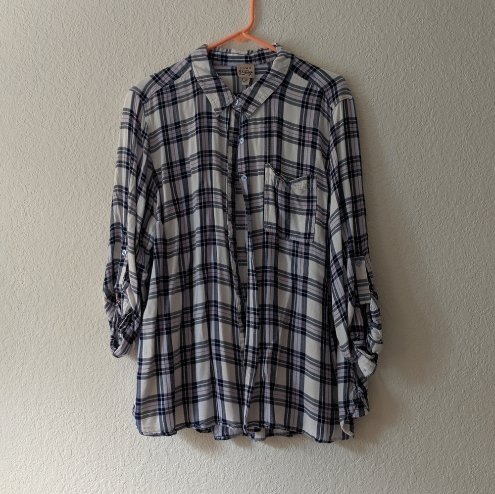 BOGO🆓 Como Vintage Plaid Button Down Top 3X